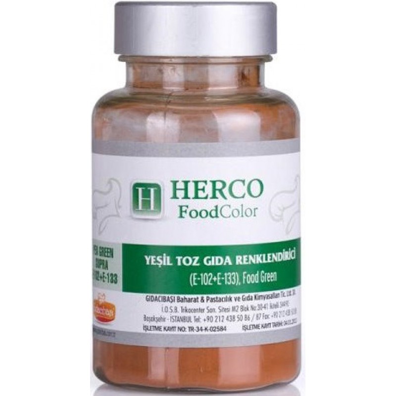 Herco Toz Gıda Renklendirici Yeşil 75 gr Herco Toz Gıda Renklendirici Yeşil 75 gr